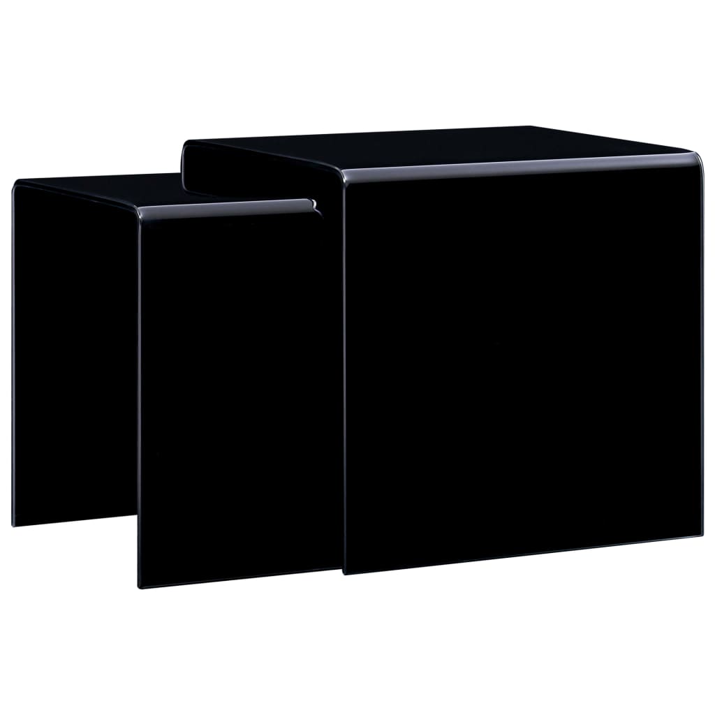 vidaXL Sohva-/sarjapöydät 2 kpl musta 42x42x41,5 cm karkaistu lasi