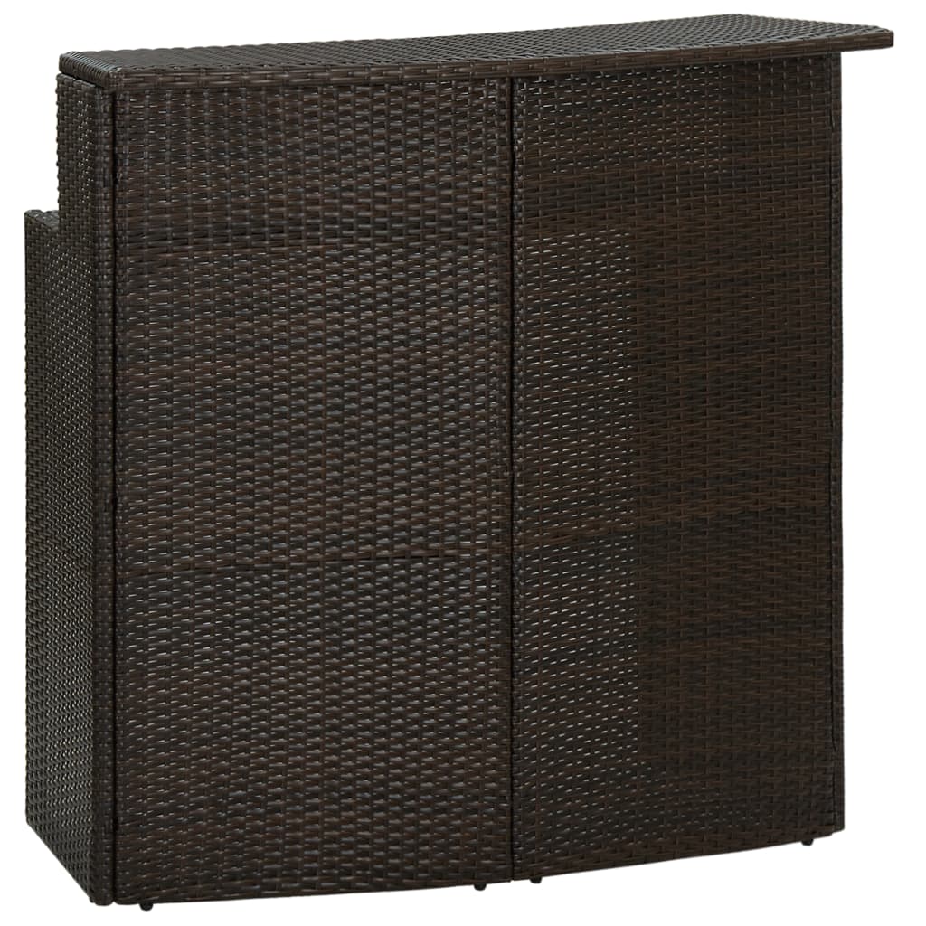 vidaXL Puutarhan baaripöytä ruskea 120x55x110 cm polyrottinki