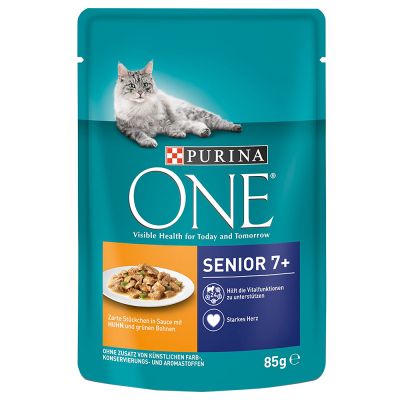 Purina ONE Senior 7+ Chicken - kana ja vihreät pavut (12 x 85 g)