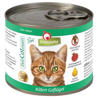 GranataPet DeliCatessen Kitten, siipikarja - 6 x 200 g purkit