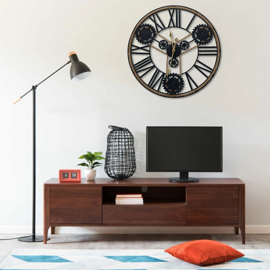vidaXL Seinäkello metalli 70 cm musta