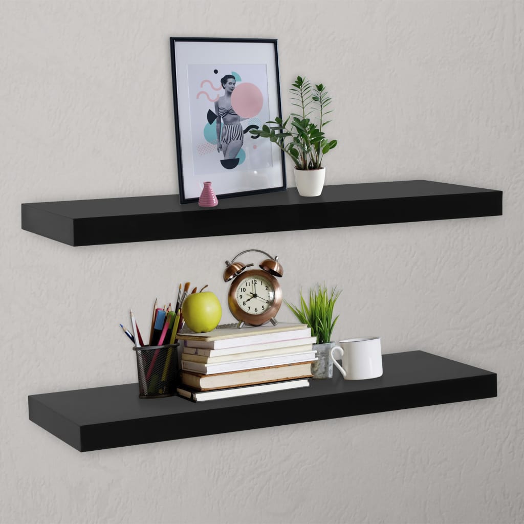 vidaXL Kelluvat seinähyllyt 2 kpl musta 120x20x3,8 cm