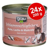 Grau Gourmet viljaton -säästöpakkaus 24 x 200 g - kalkkuna, lohi & makrilli