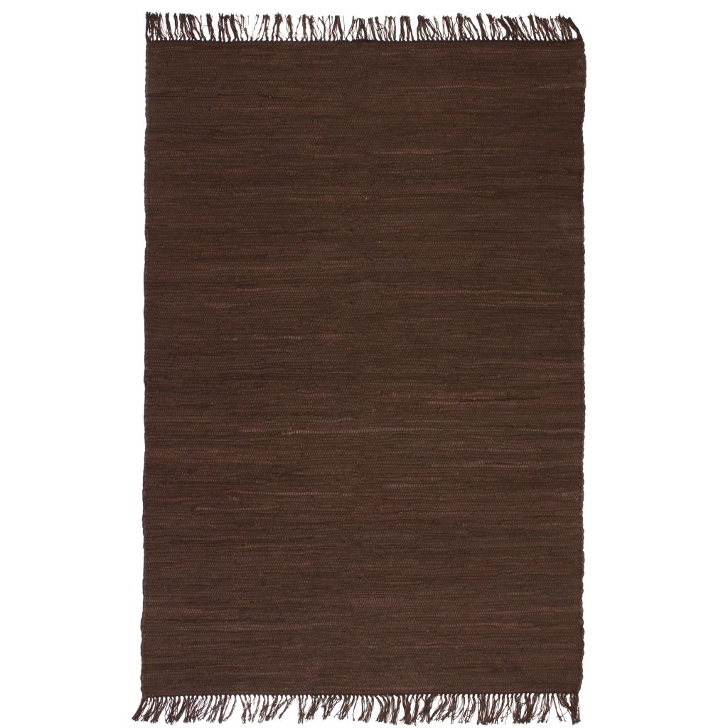 vidaXL Käsin kudottu Chindi-matto puuvilla 120x170 cm ruskea
