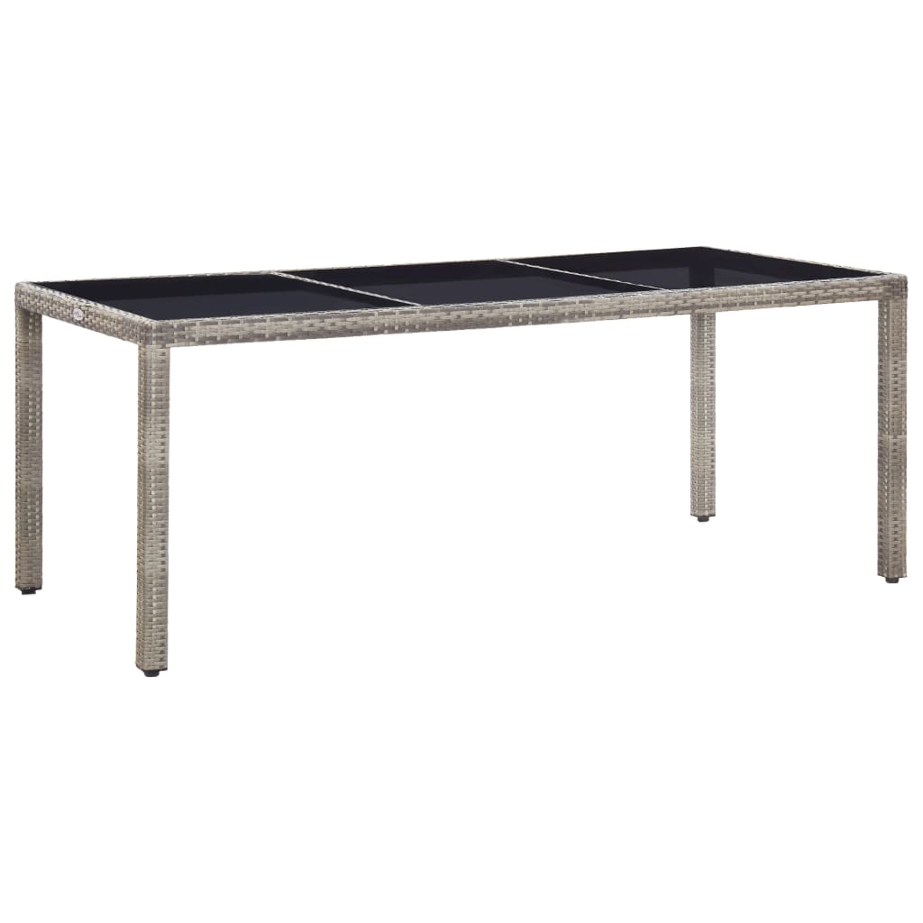 vidaXL Puutarhapöytä harmaa 190x90x75 cm polyrottinki