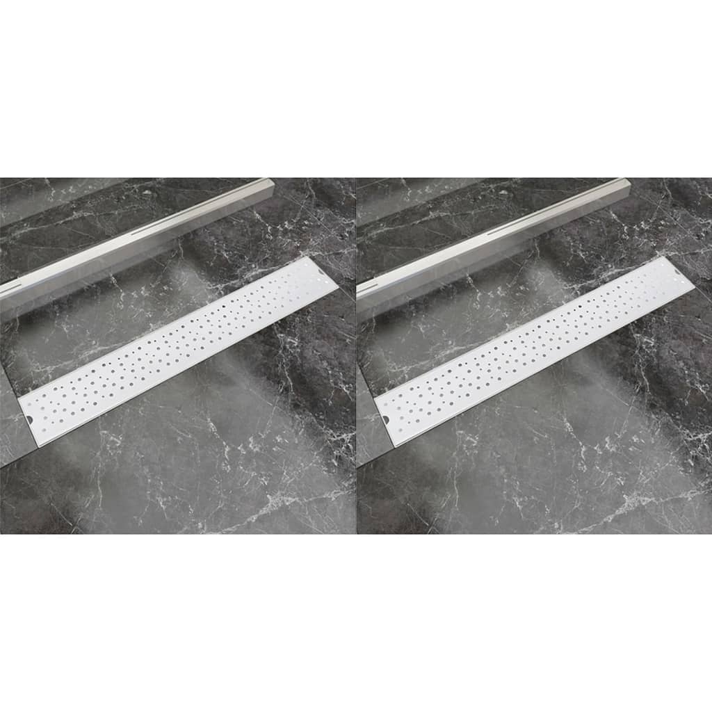vidaXL Lineaarinen suihkukaivo 2 kpl kupla 730x140mm ruostumaton teräs