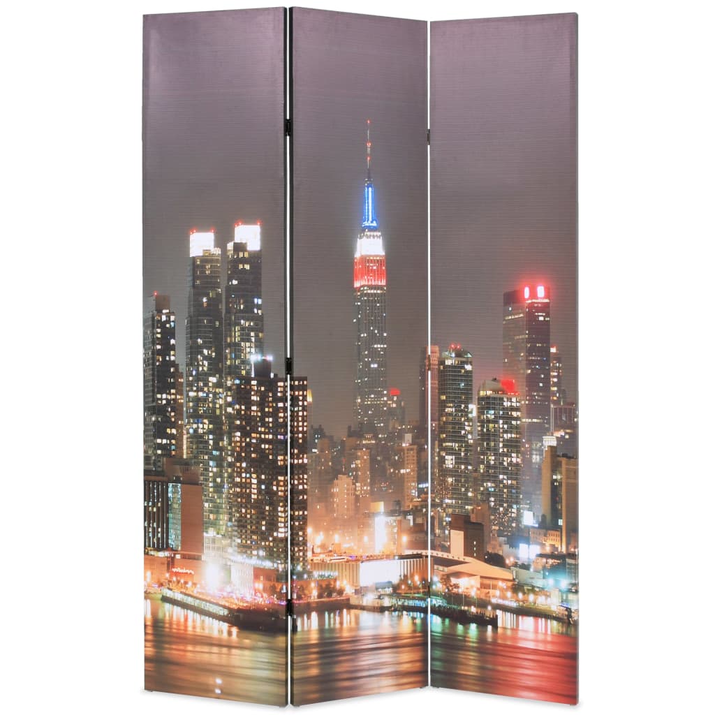 vidaXL Taitettava tilanjakaja 120x170 cm New Yorkin yömaisema