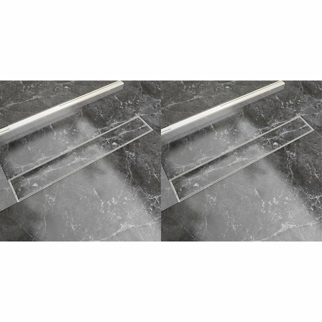 vidaXL Lineaarinen suihkukaivo 2 kpl 730x140 mm ruostumaton teräs