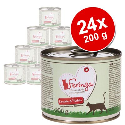 Feringa Classic Meat Menu -säästöpakkaus 24 x 200 g - lohi, kalkkuna, kesäkurpitsa & vesikrassi