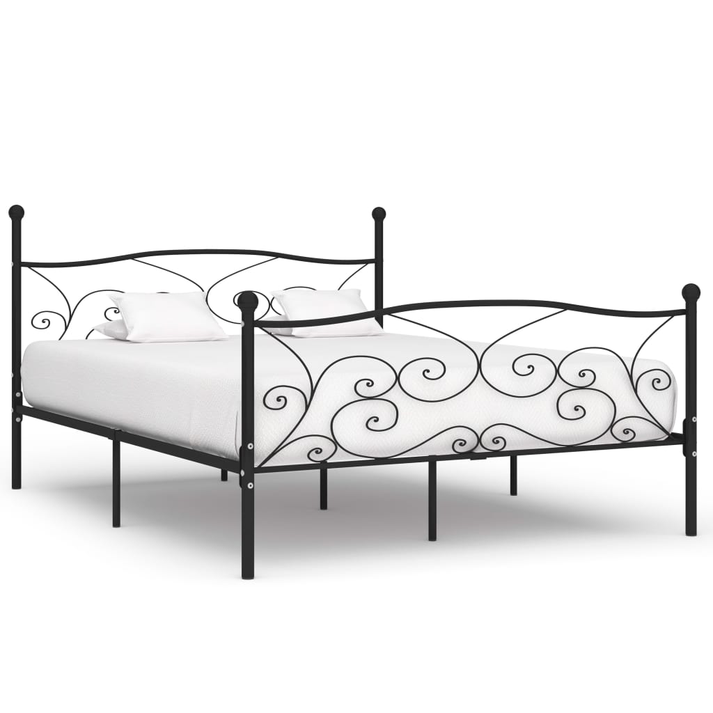 vidaXL Sängynrunko sälepohjalla musta metalli 200x200 cm