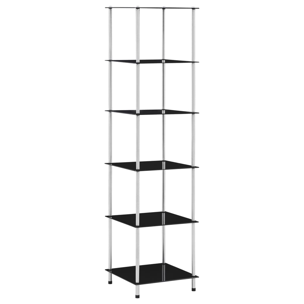 vidaXL 6-kerroksinen hylly musta 40x40x160 cm karkaistu lasi