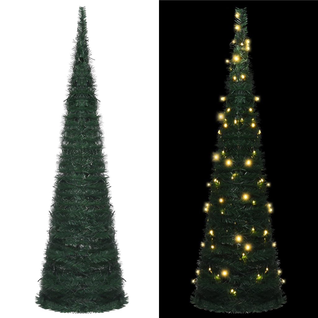 vidaXL Pop-up nauhamainen tekojoulukuusi LED-valoilla vihreä 150 cm