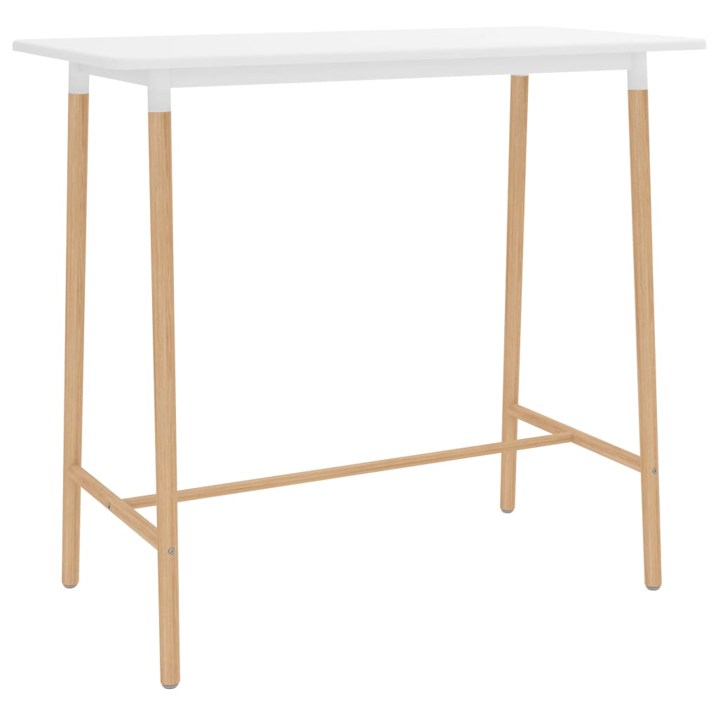 vidaXL Baaripöytä valkoinen 120x60x105 cm MDF ja täysi pyökki