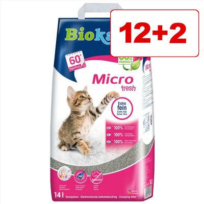 Biokat's Micro tai Micro Fresh -kissanhiekka 14 l: 12 + 2 l kaupan päälle! - Micro Fresh