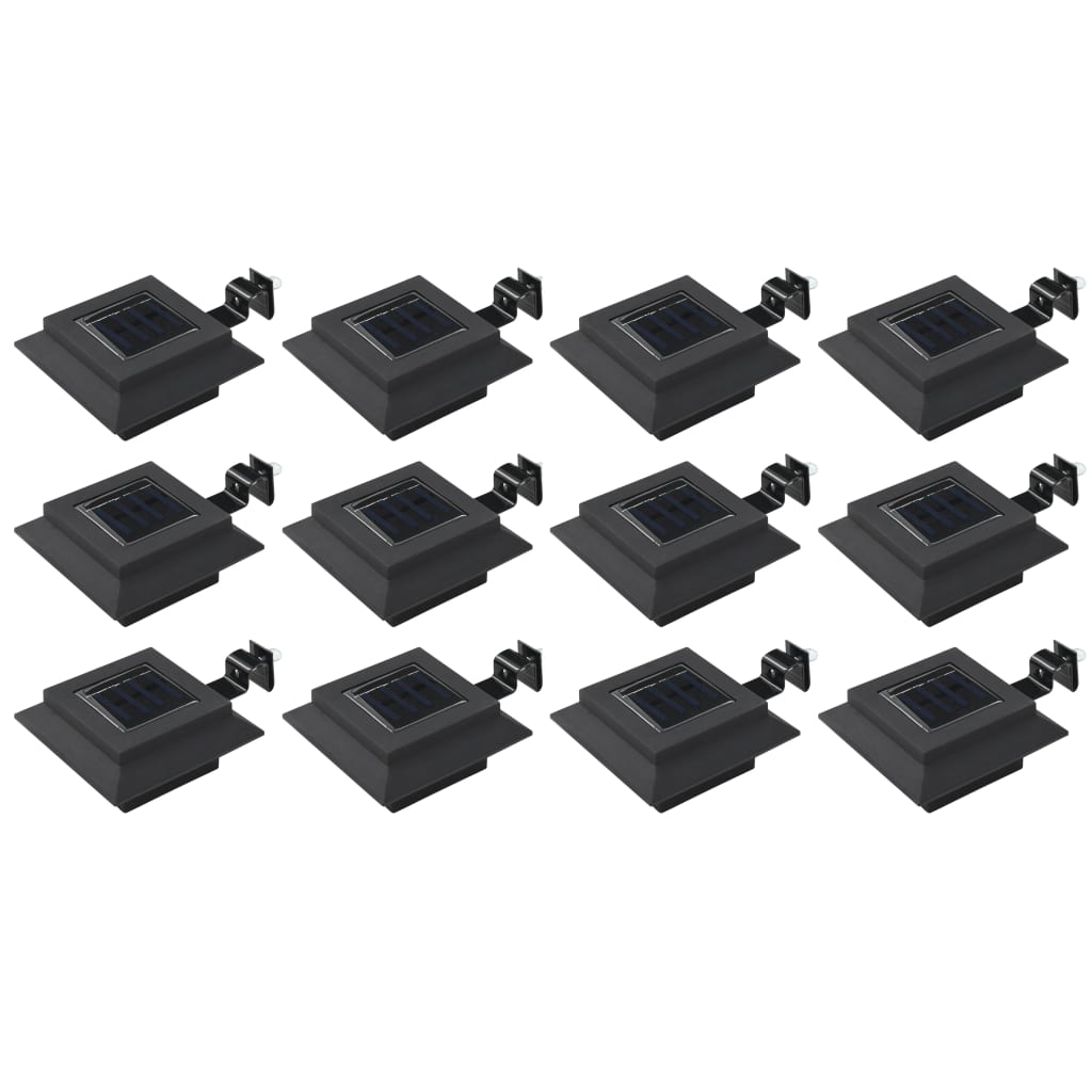 vidaXL Ulkoaurinkokennovalaisin 12 kpl LED neliö 12 cm musta