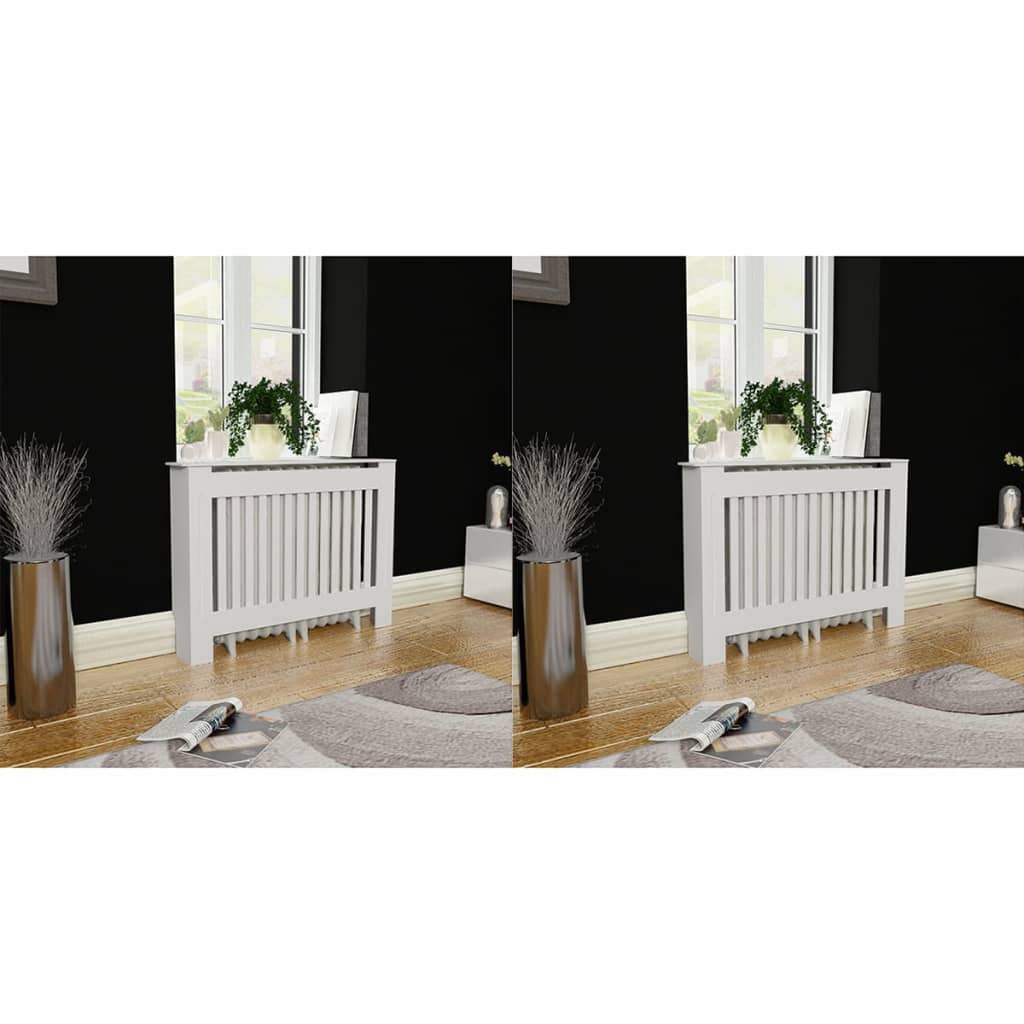 vidaXL Lämpöpatterin suojat 2 kpl MDF 112 cm valkoinen