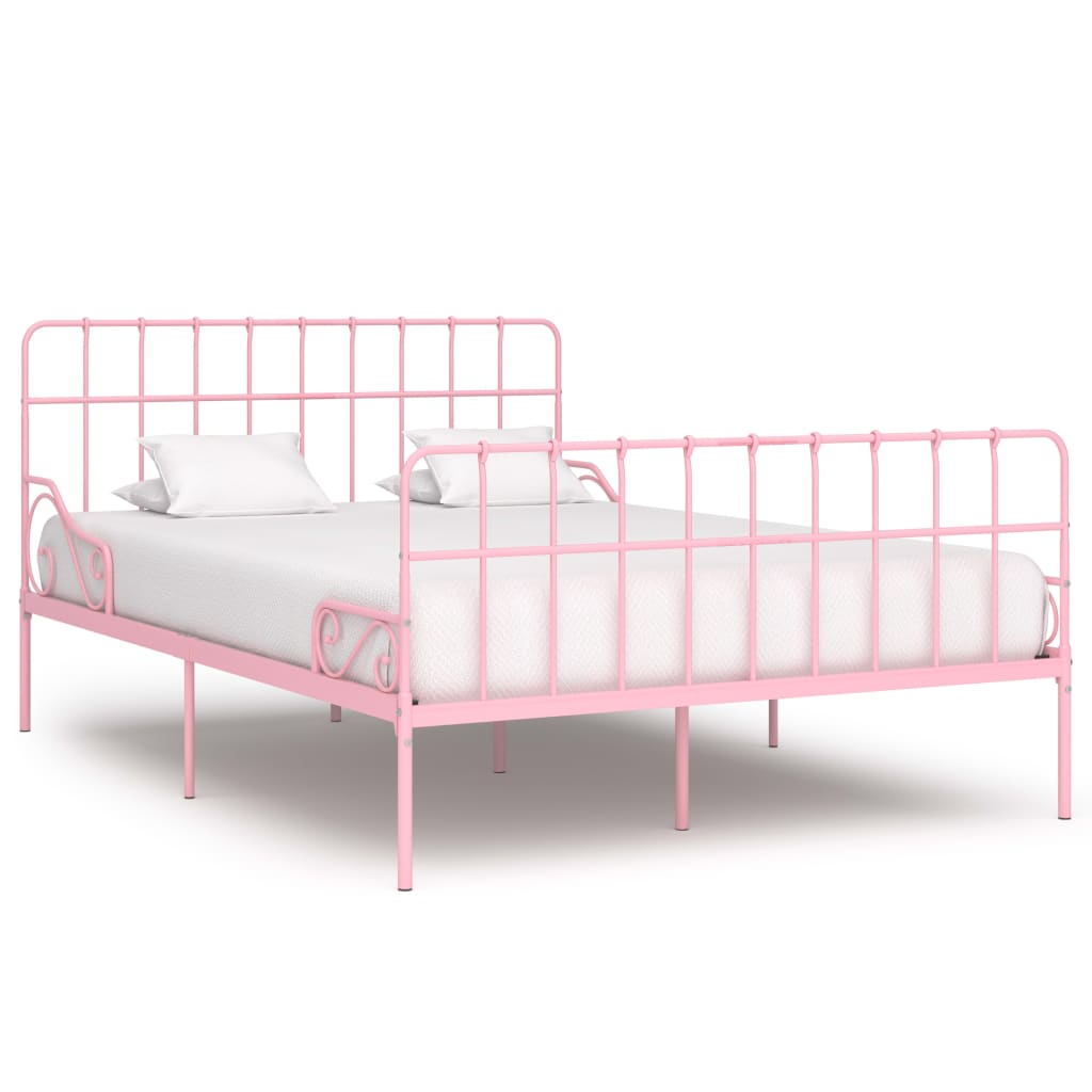 vidaXL Sängynrunko sälepohjalla pinkki metalli 160x200 cm