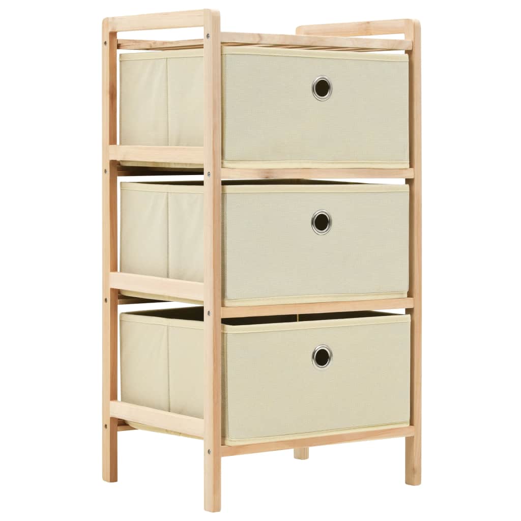 vidaXL Säilytysteline 3 kuitukankaisella korilla setripuu beige