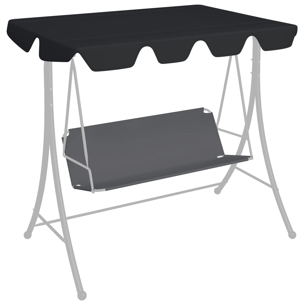 vidaXL Vaihtokatos puutarhakeinuun musta 188/168x110/145 cm