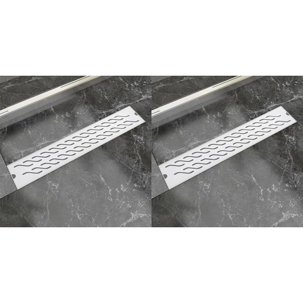 vidaXL Lineaarinen suihkukaivo 2 kpl aalto 630x140mm ruostumaton teräs