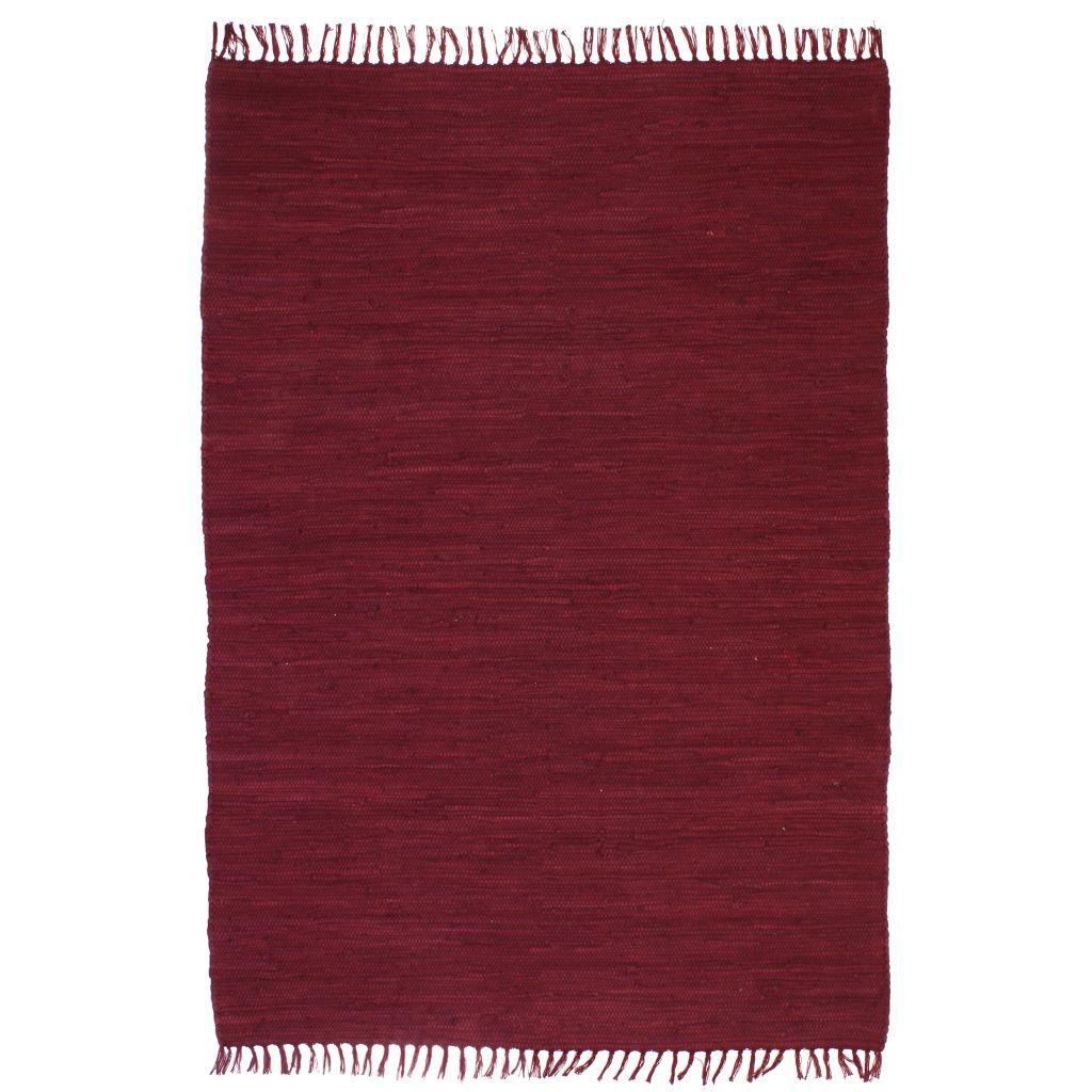 vidaXL Käsin kudottu Chindi-matto puuvilla 120x170 cm burgundi