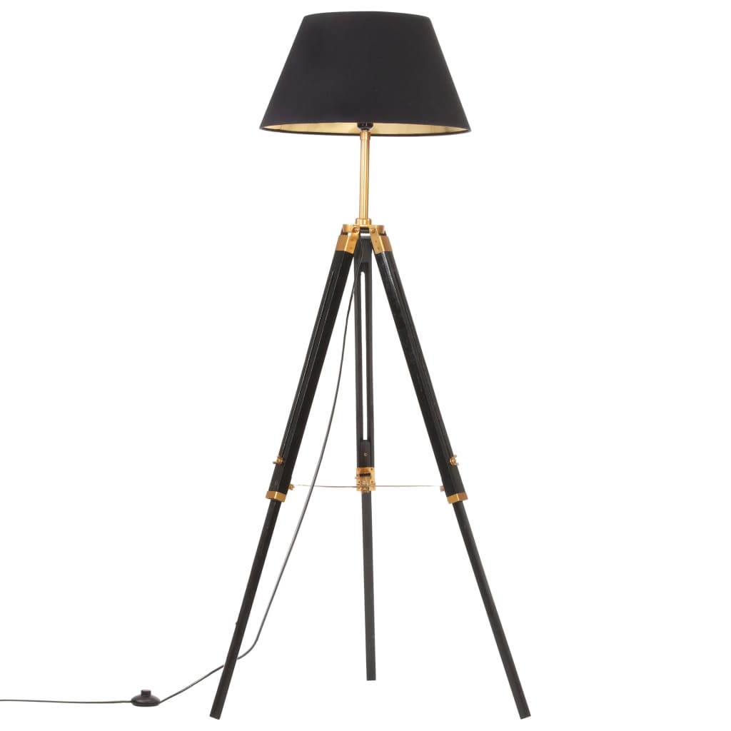 vidaXL Kolmijalkavalaisin musta ja kulta täysi tiikki 141 cm