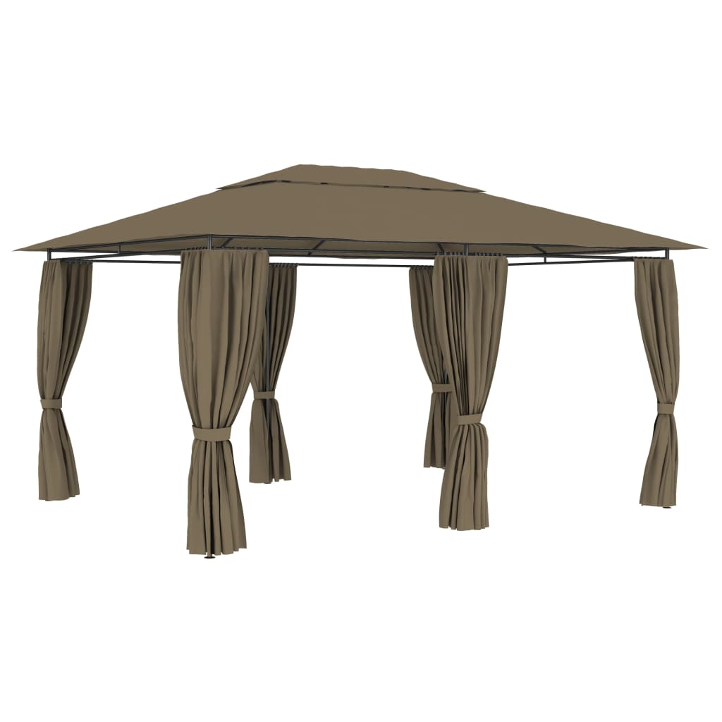 vidaXL Puutarhakatos verhoilla 4x3 m ruskeanharmaa 180 g/m²