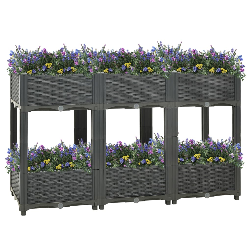vidaXL Korotettu kukkalaatikko 120x40x71 cm polypropeeni