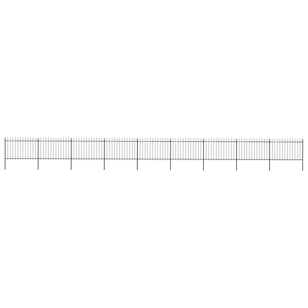 vidaXL Puutarha-aita keihäänkärjillä 15,3x1,2 m teräs musta