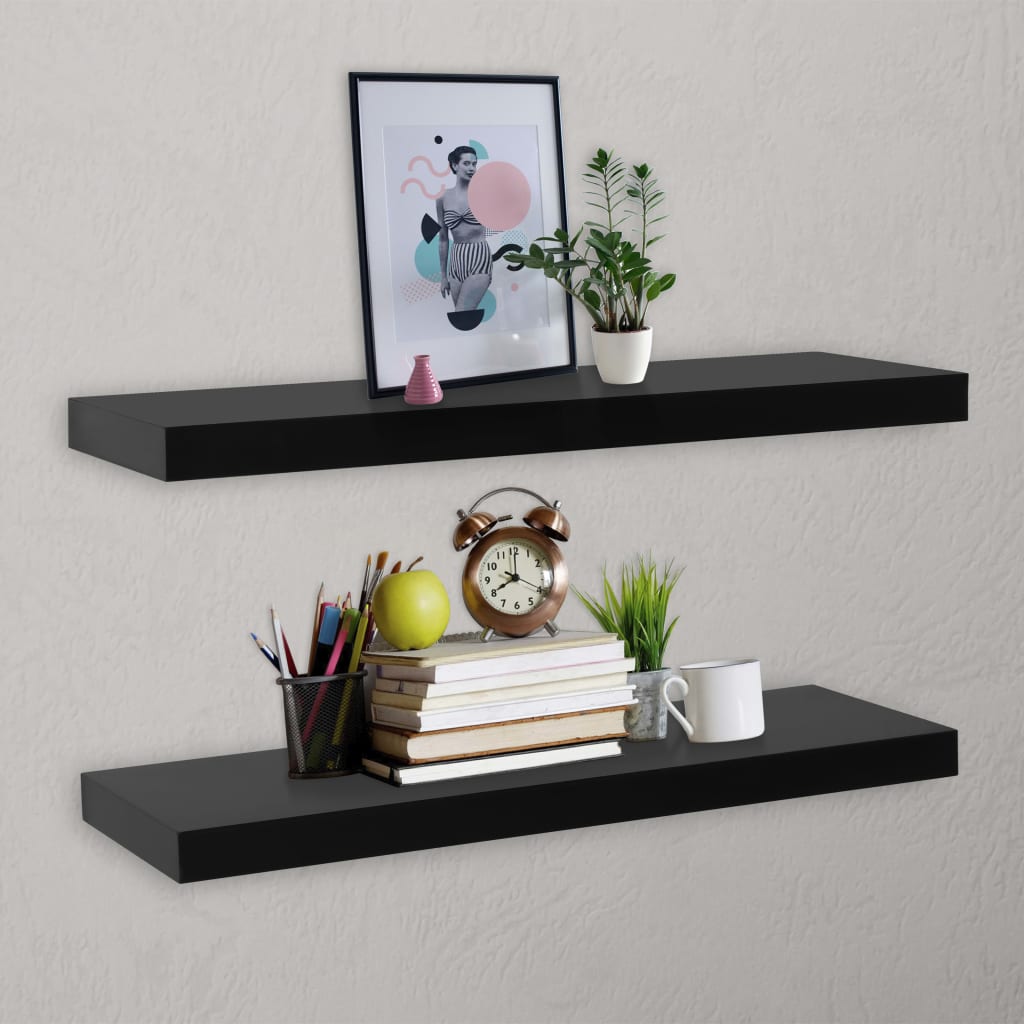 vidaXL Kelluvat seinähyllyt 2 kpl musta 100x20x3,8 cm