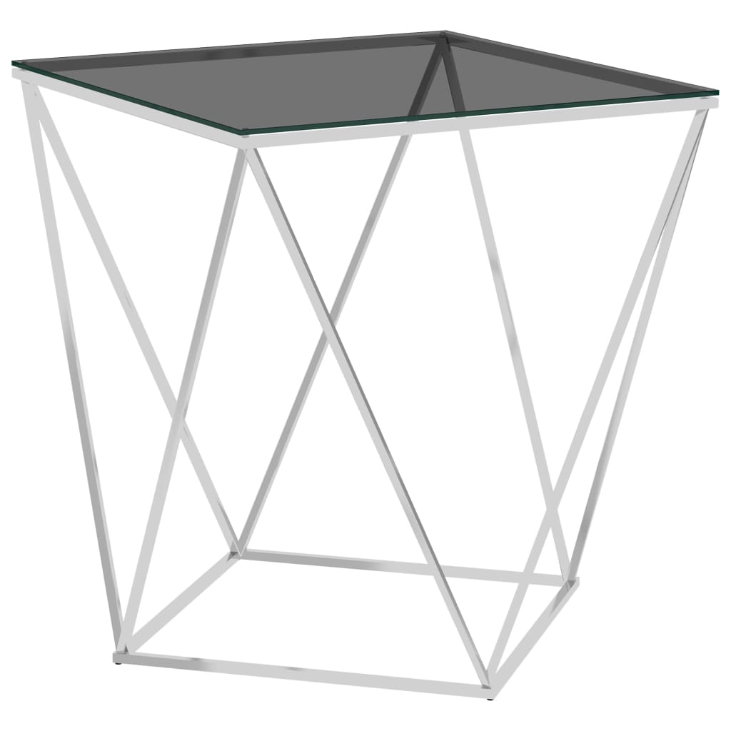 vidaXL Sohvapöytä hopea ja musta 50x50x55 cm ruostumaton teräs