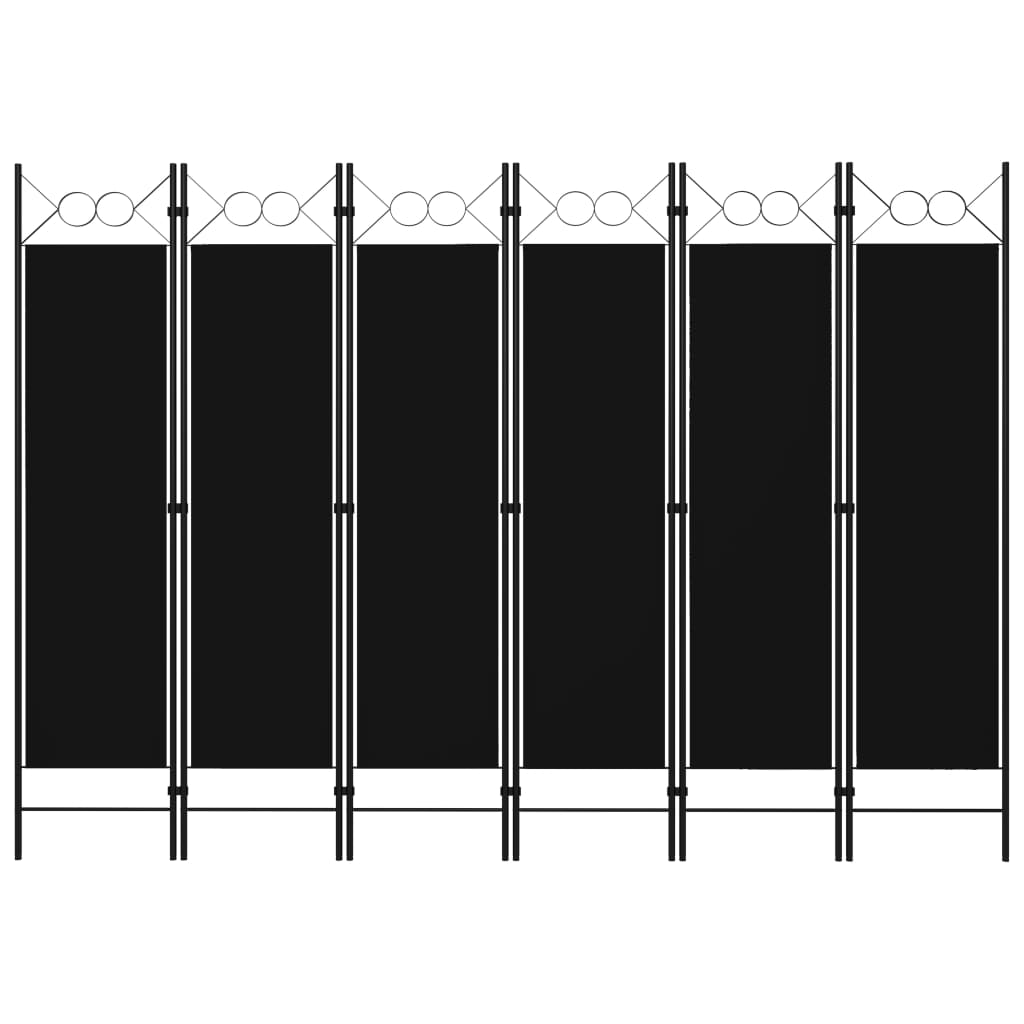 vidaXL 6-Paneelinen tilanjakaja 240x180 cm musta