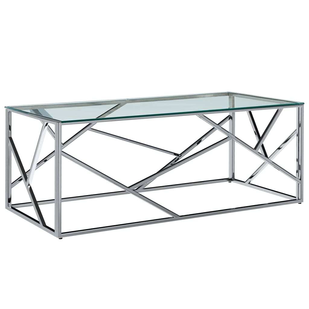 vidaXL Sohvapöytä läpinäkyvä 120x60x40 cm karkaistu lasi ja teräs