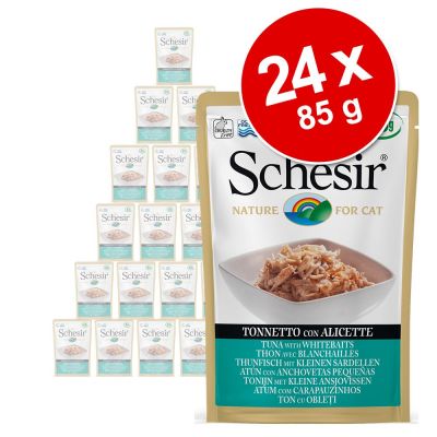 Schesir Pouch -säästöpakkaus 24 x 85 g - tonnikala & ananas