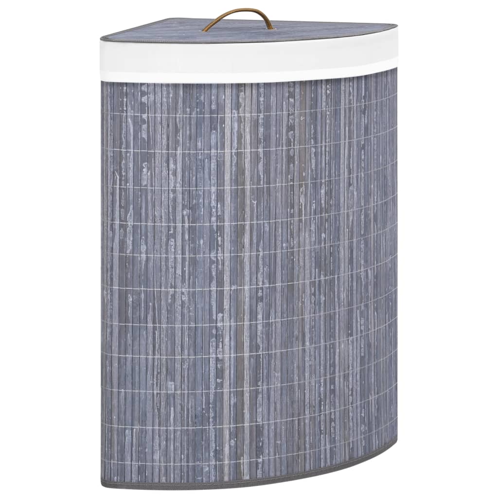 vidaXL Bambu kulmapyykkikori harmaa 60 l