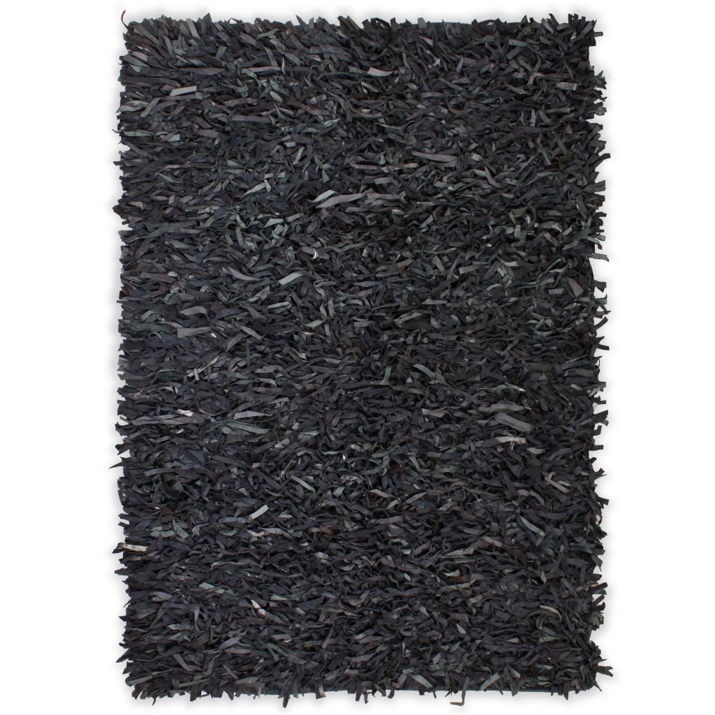vidaXL Shaggy-matto aito nahka 120x170 cm harmaa