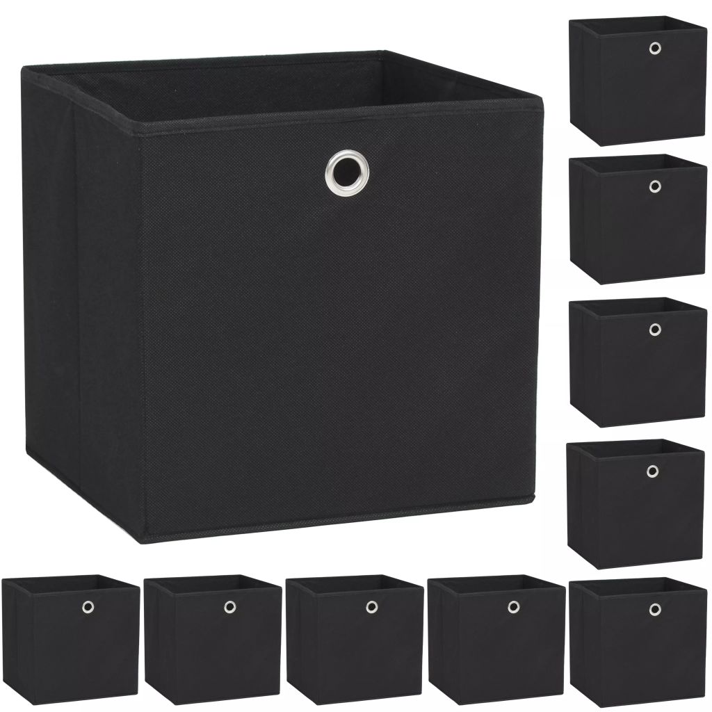 vidaXL Säilytyslaatikot 10 kpl kuitukangas 32x32x32 cm musta