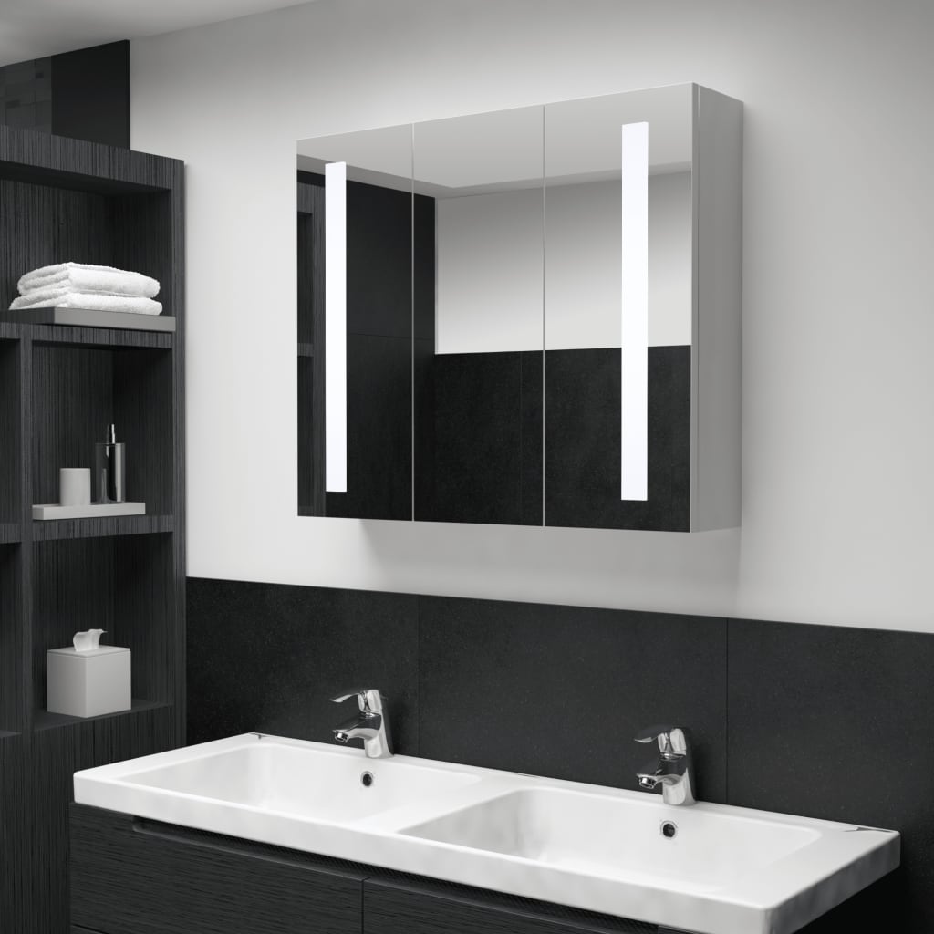 vidaXL LED kylpyhuoneen peilikaappi 89x14x62 cm
