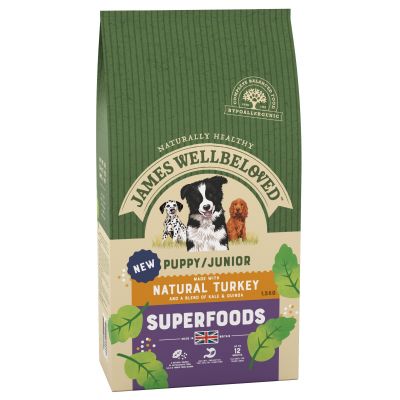 James Wellbeloved Puppy/Junior Superfoods - Turkey with Kale & Quinoa - 1,5 kg