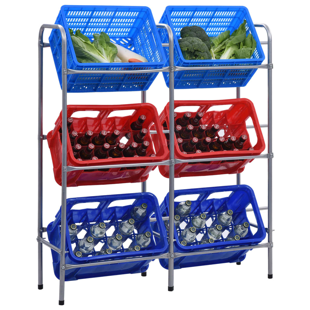 vidaXL Varastohylly 6 korille hopea 96x33x116 cm teräs