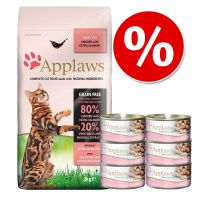 Applaws-yhteispakkaus: kuiva- ja märkäruoka säästöhintaan! - 2 kg Adult Chicken & Duck + 6 x 70 g kana & ankka