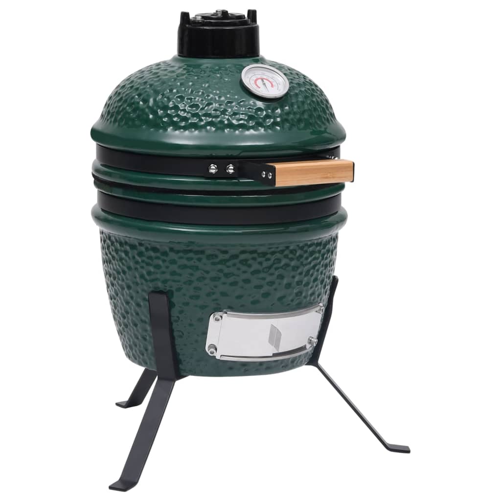 vidaXL Kamado 2-in-1 grilli/savustin keramiikka 56 cm vihreä