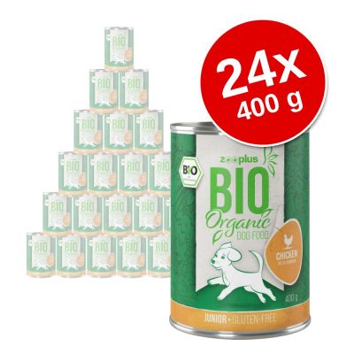 zooplus Bio Junior -säästöpakkaus 24 x 400 g luomukalkkuna & luomuporkkana
