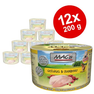 MAC´s Cat -säästöpakkaus 12 x 200 g - nauta & kanansydän