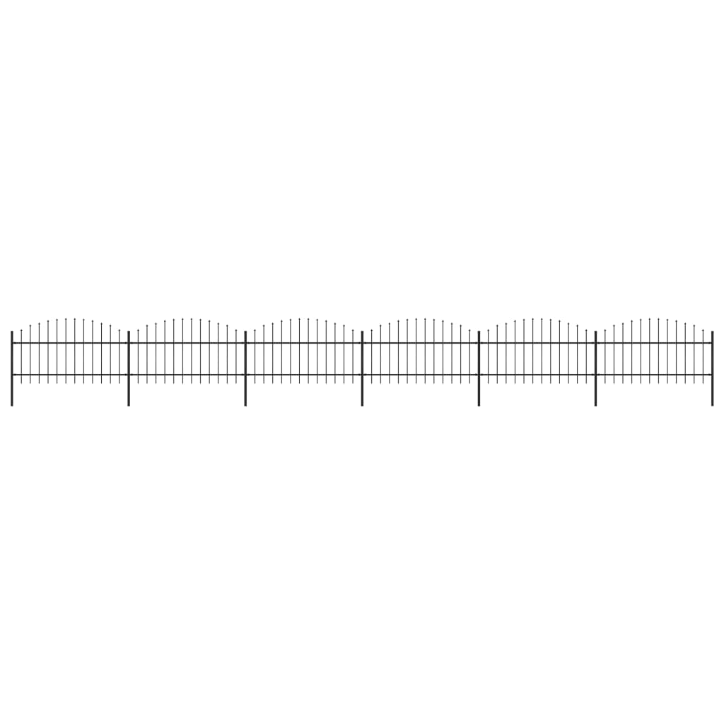 vidaXL Puutarha-aita keihäskärjillä teräs (1-1,25)x10,2 m musta