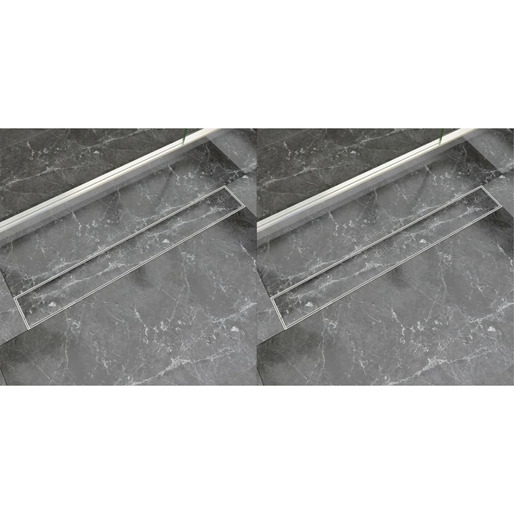 vidaXL Lineaarinen suihkukaivo 2 kpl 830x140 mm ruostumaton teräs