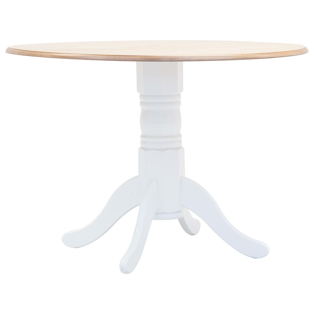 vidaXL Ruokapöytä valkoinen ja ruskea 106 cm kumipuu