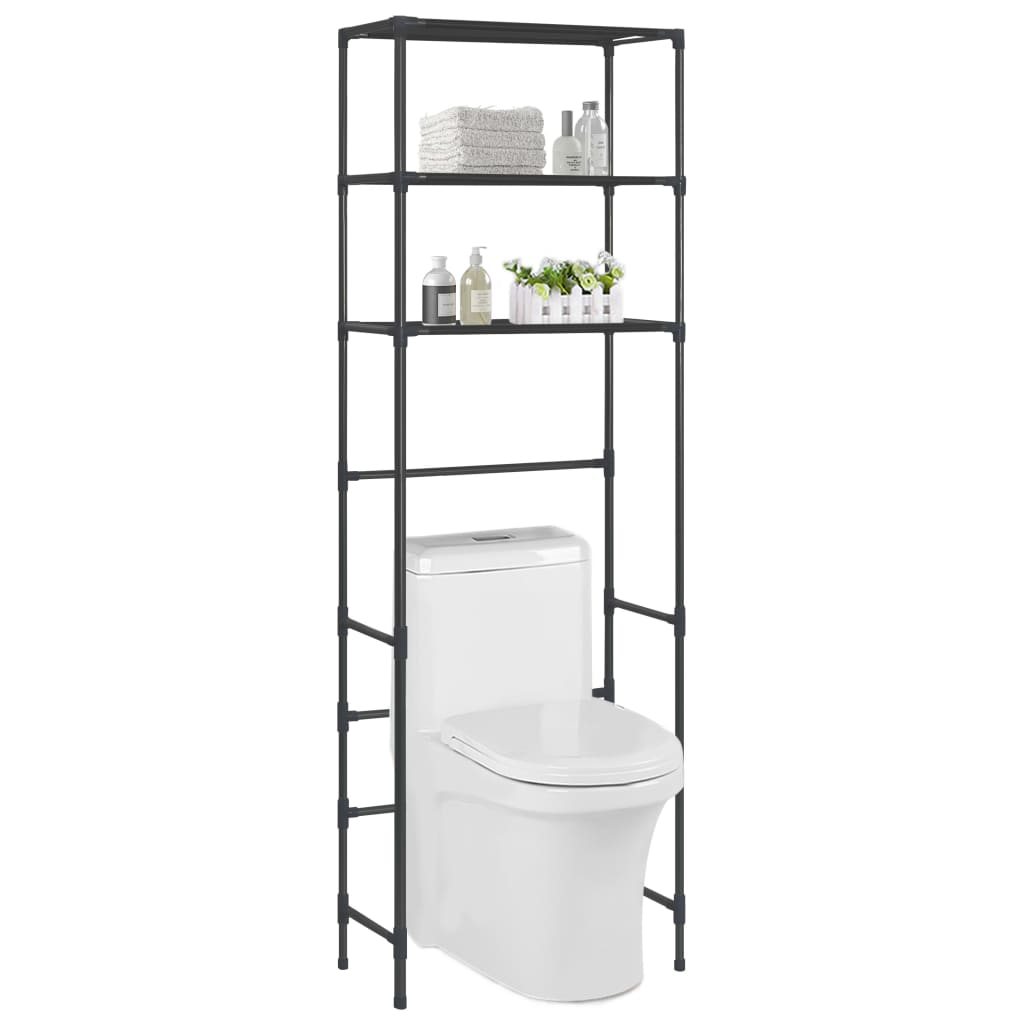 vidaXL 3-kerroksinen säilytyshylly WC-pytyn ylle musta 53x28x169 cm