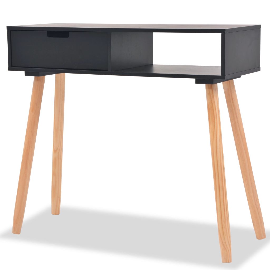 vidaXL Sivupöytä Täysi mänty 80x30x72 cm Musta