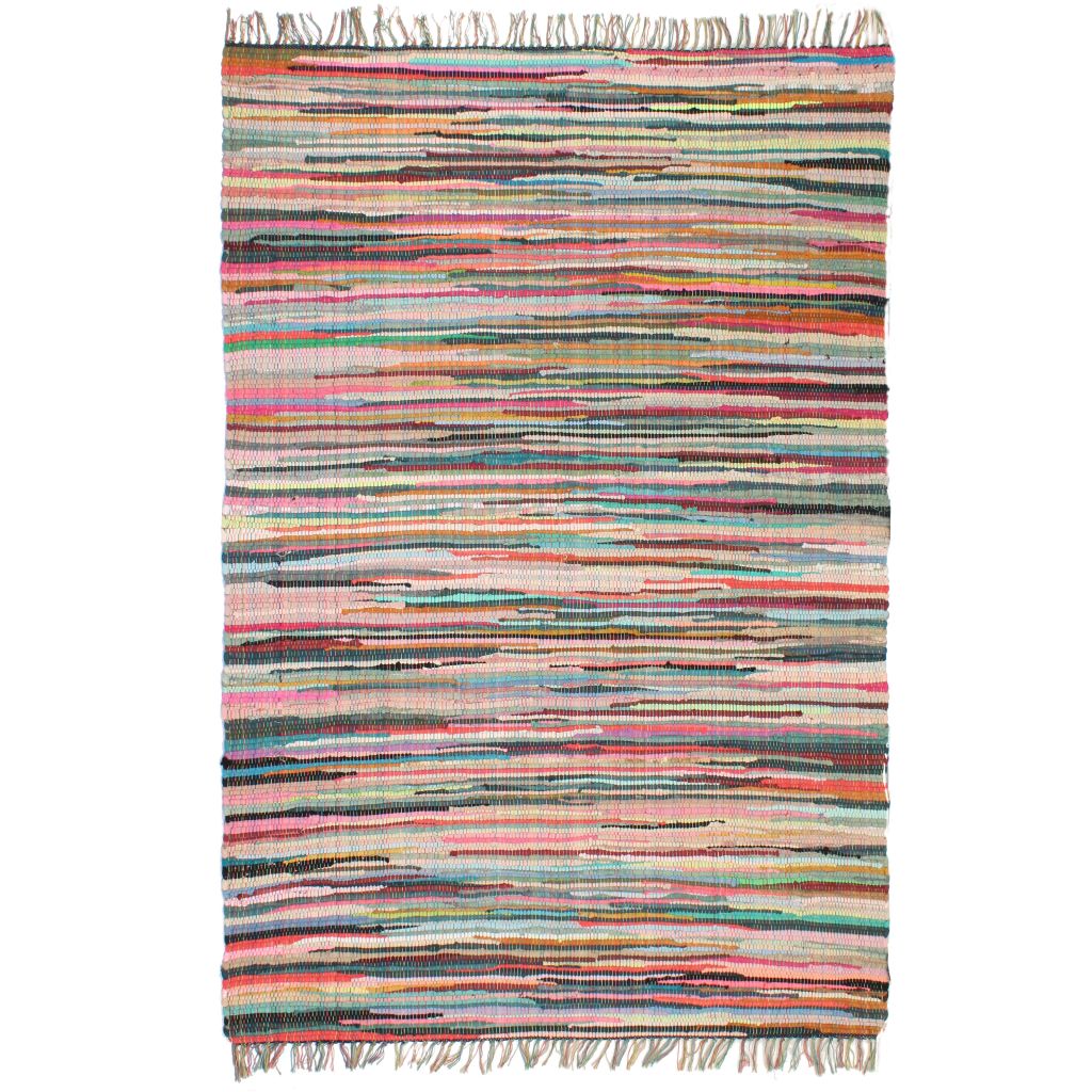 vidaXL Käsin kudottu Chindi-matto puuvilla 200x290 cm monivärinen